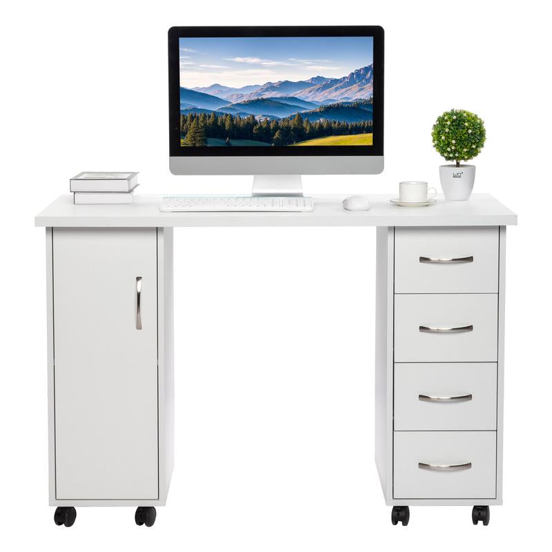 Manicure Table Nail Desk Workstation W/Cabinet, Drawers, Nail Salon Desk Beauty Spa Salon Home Wooden Technician Workstation Nail Art Equipment