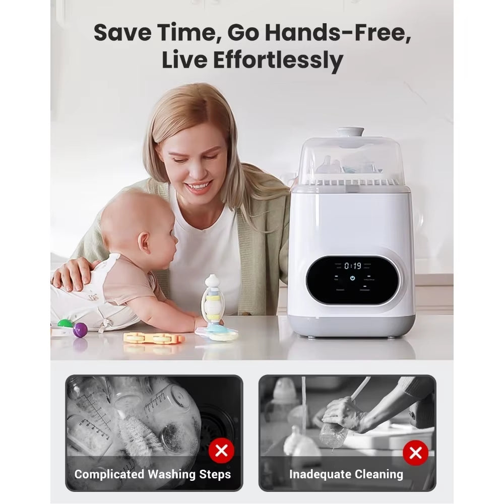Revolutionize Baby Care with the EaseClean Bottle Washer Pro - The Ultimate All-in-One Washer, Sterilizer, and Dryer for Bottles and Baby Essentials
