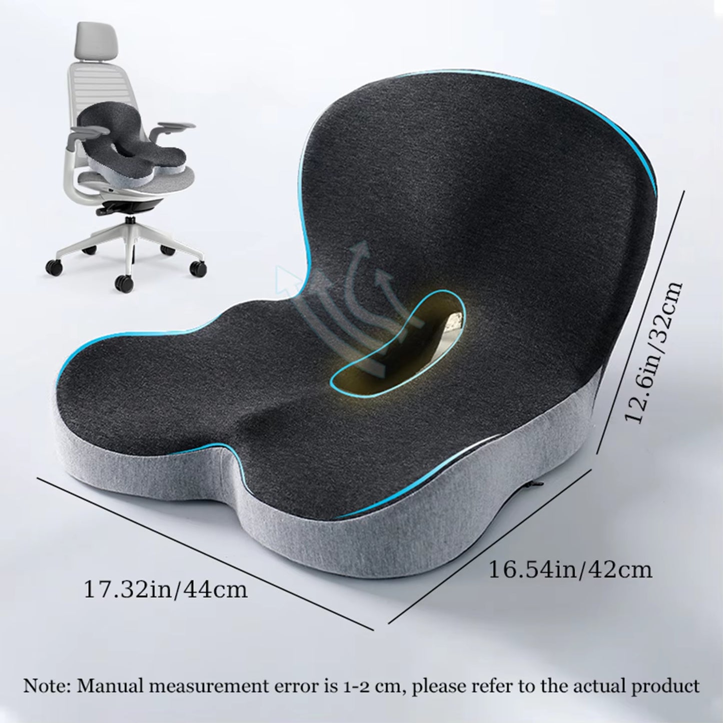 Ergonomic Memory Foam Seat Cushion for Office Chairs and Truck Drivers - Alleviates Back, Tailbone, and Sciatica Pain