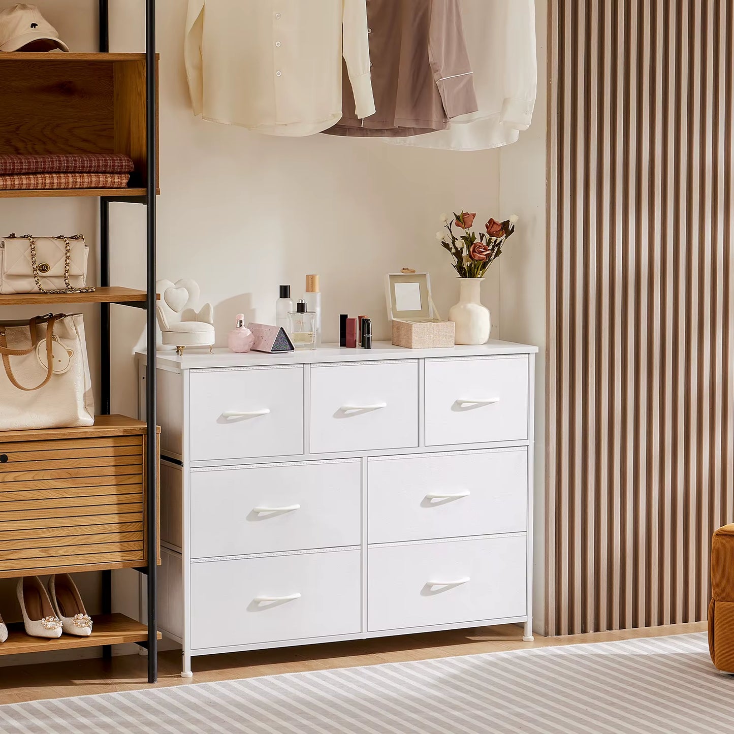 Wardrobes for Bedroom with 5/7/10 White Lover Fabric Drawers Chest Wardrobe Closet for Storage Cabinet Bedroom of Furniture