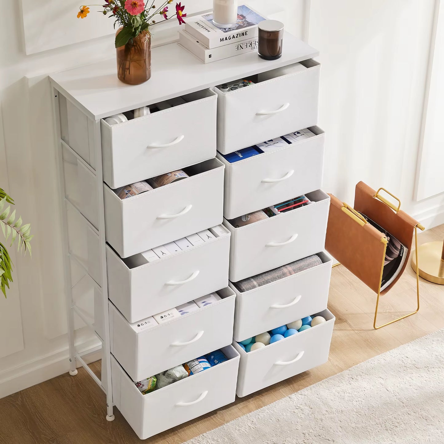 Wardrobes for Bedroom with 5/7/10 White Lover Fabric Drawers Chest Wardrobe Closet for Storage Cabinet Bedroom of Furniture