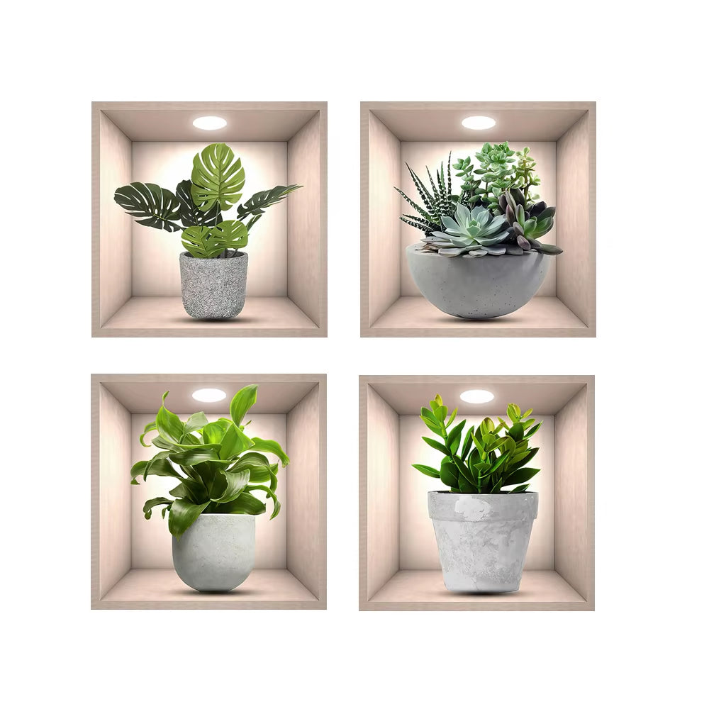 Bonsai Tree Vinyl Wall Decal | 3D Green Leaves Peel and Stick Wallpaper Poster | Removable Plant Sticker for Living Room, Kitchen & Home Decor