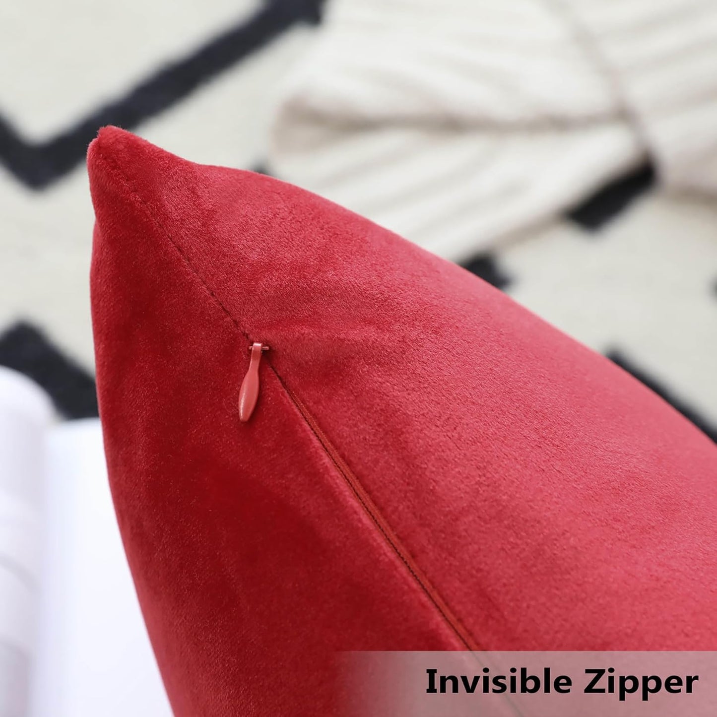 Set of 2 Modern Velvet Throw Pillow Covers in Ruby Red, 18x18 Inches, for Couch and Bedroom Décor, Ideal for Weddings and Holiday Celebrations