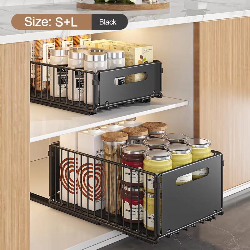 Maximize Your Space with Our Easy Installation Slide-Out Kitchen Storage Rack for Spice and Seasoning Organization