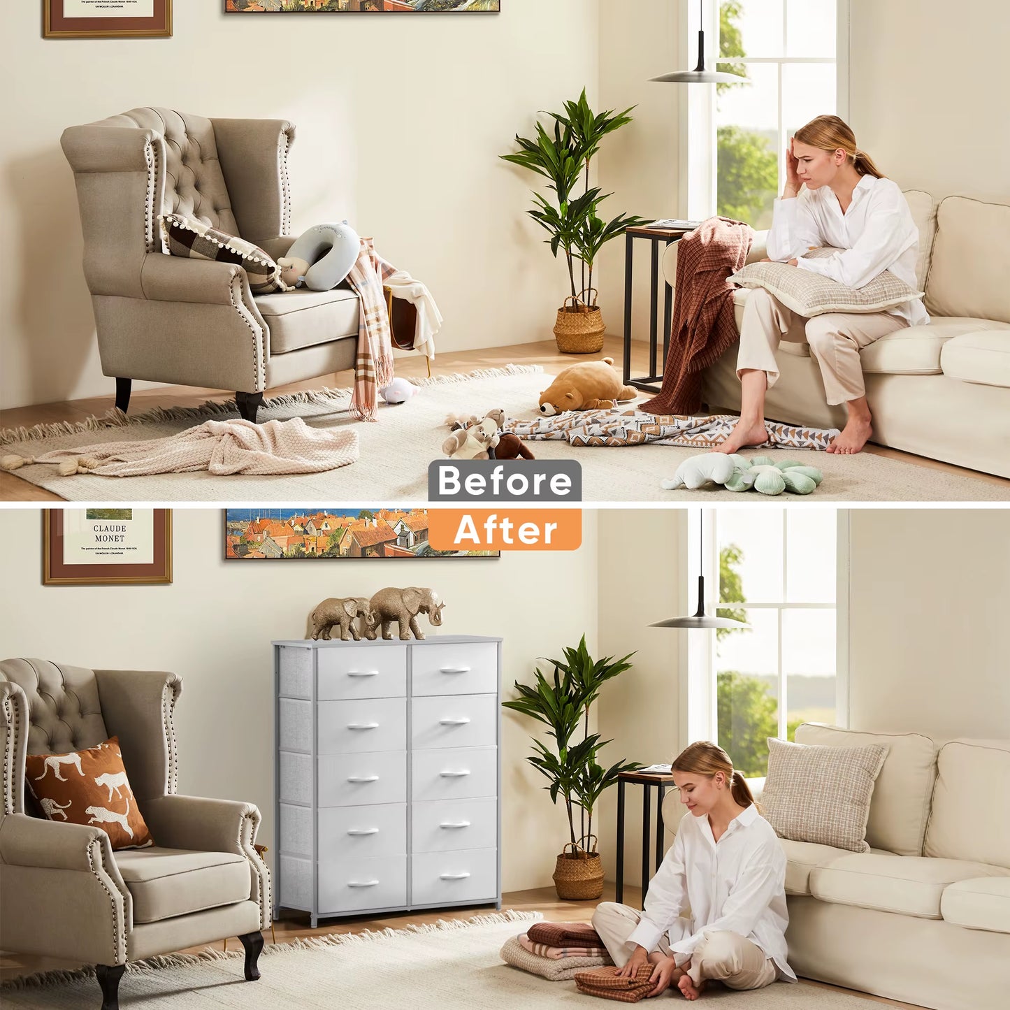Wardrobes for Bedroom with 5/7/10 White Lover Fabric Drawers Chest Wardrobe Closet for Storage Cabinet Bedroom of Furniture