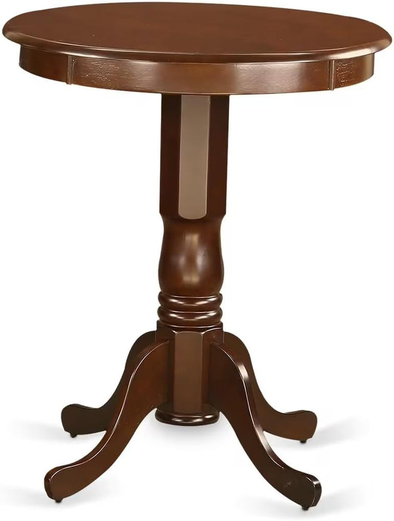 3-Piece Mahogany Dinette Set for Small Spaces Featuring a Round Pedestal Table and Two Upholstered Dining Chairs, 30x30 Inches