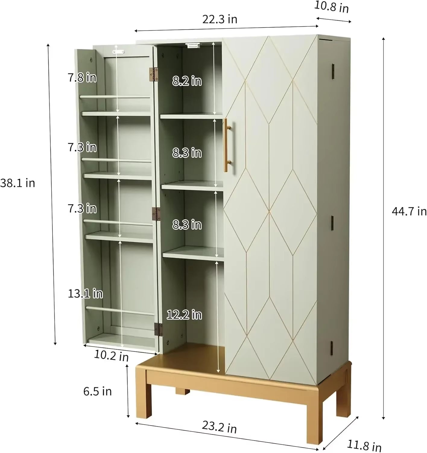45'' Kitchen Pantry Cabinet,Storage Cabinet Adjustable Shelves,Food Pantry Cabinet for Kitchen,Dining Room,Living Room Garage