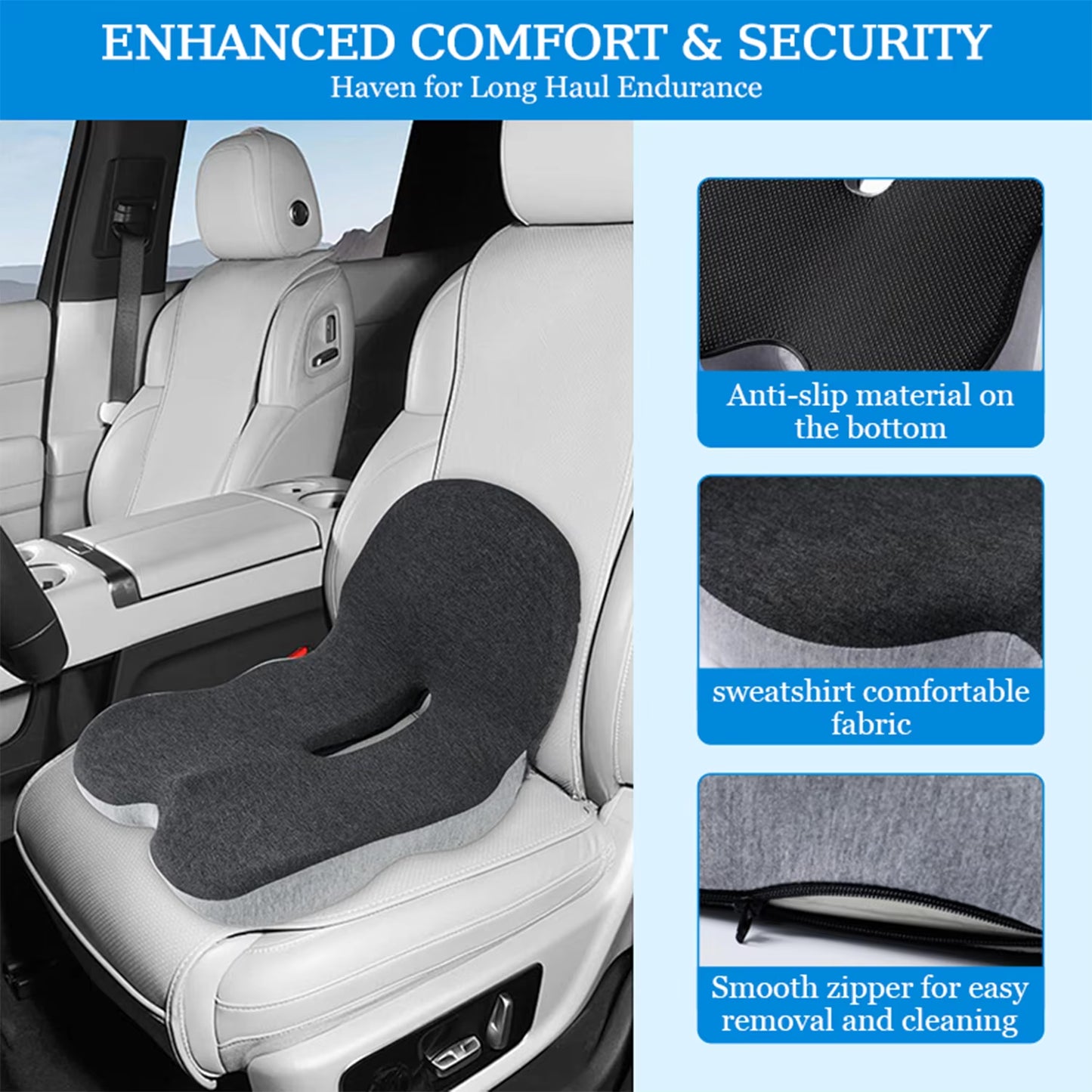 Ergonomic Memory Foam Seat Cushion for Office Chairs and Truck Drivers - Alleviates Back, Tailbone, and Sciatica Pain