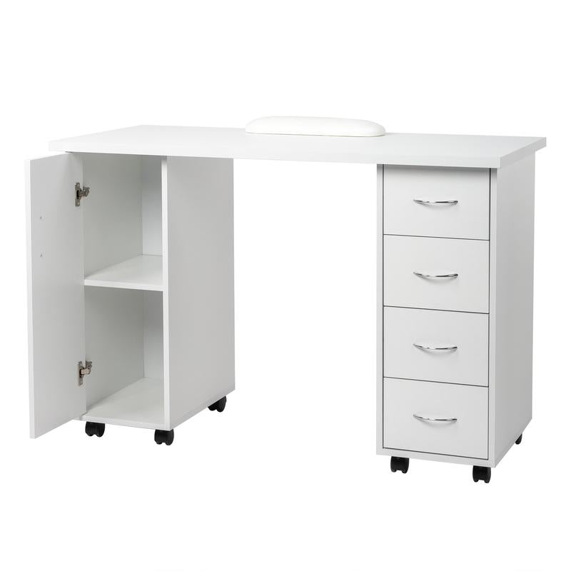 Manicure Table Nail Desk Workstation W/Cabinet, Drawers, Nail Salon Desk Beauty Spa Salon Home Wooden Technician Workstation Nail Art Equipment