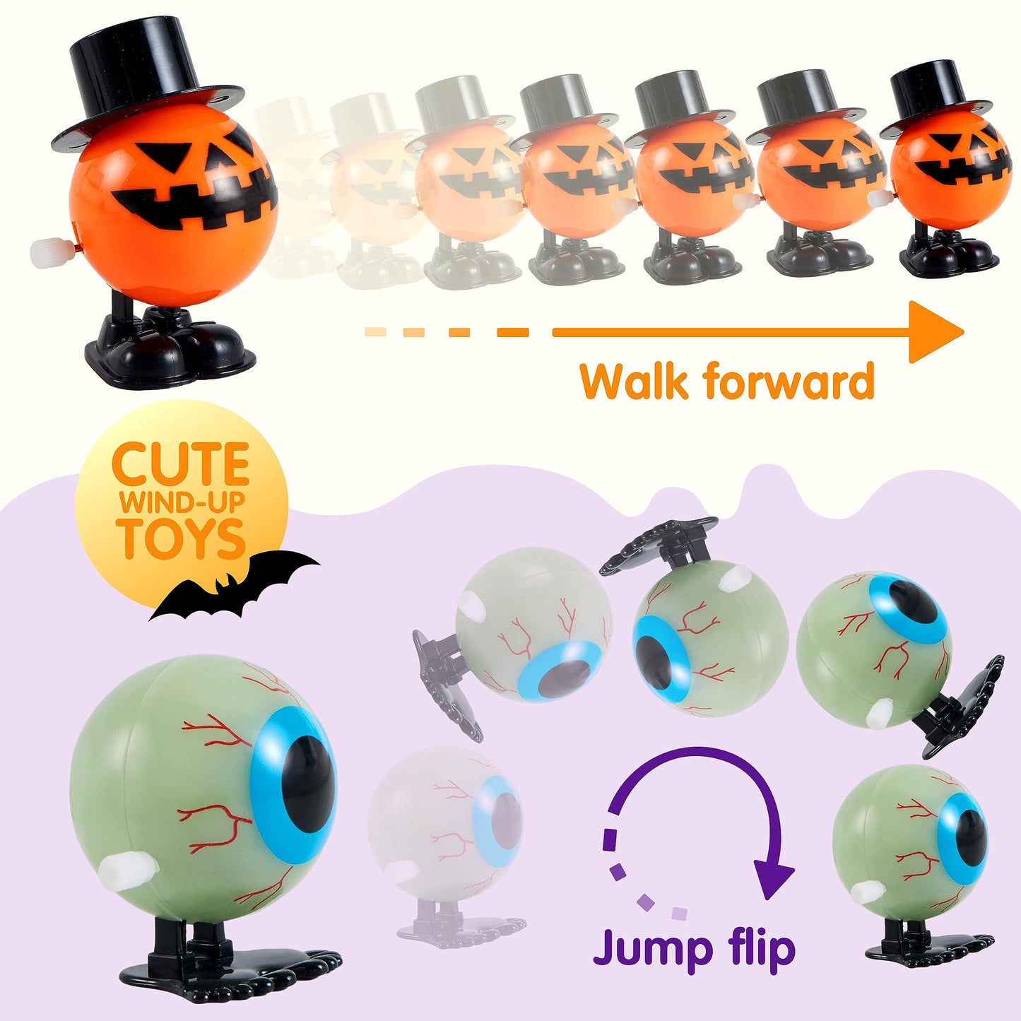 Exciting 12-Piece Halloween Wind-Up Toy Set for Kids - Perfect Party Favors and Goody Bag Fillers!