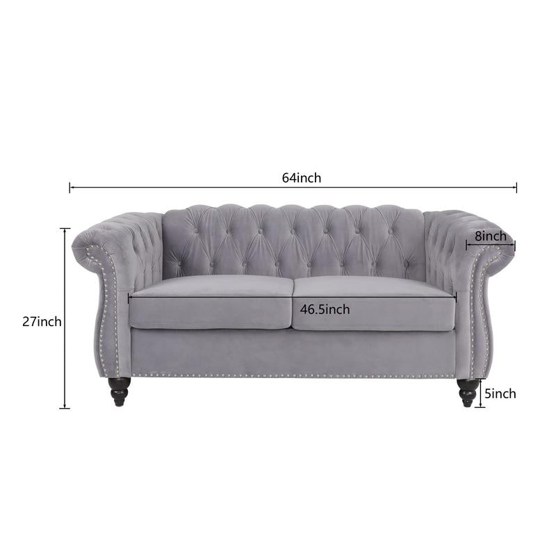 Giratree Furniture 78" 3-Seater Velvet Sofa | Tufted Back Chesterfield Upholstered Couch | Ideal for Living Room, Apartment, Office, Reception, Lounge, Small Spaces