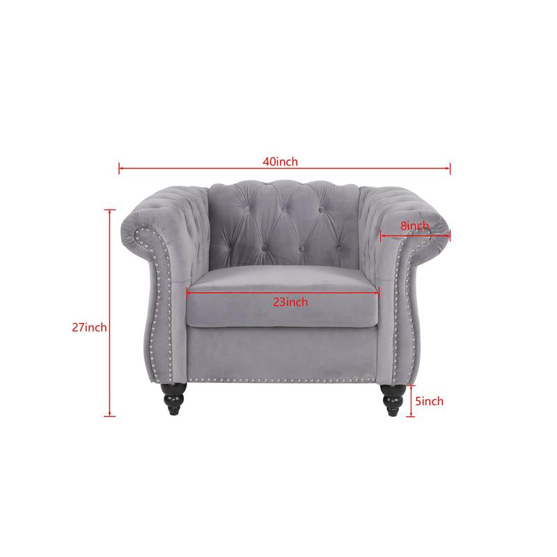 Giratree Furniture 78" 3-Seater Velvet Sofa | Tufted Back Chesterfield Upholstered Couch | Ideal for Living Room, Apartment, Office, Reception, Lounge, Small Spaces