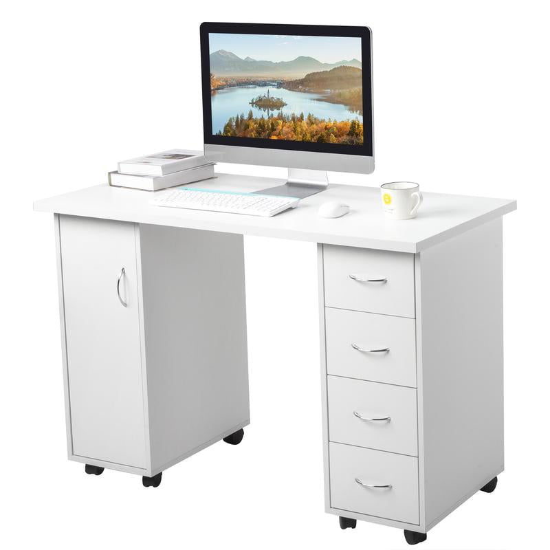 Manicure Table Nail Desk Workstation W/Cabinet, Drawers, Nail Salon Desk Beauty Spa Salon Home Wooden Technician Workstation Nail Art Equipment