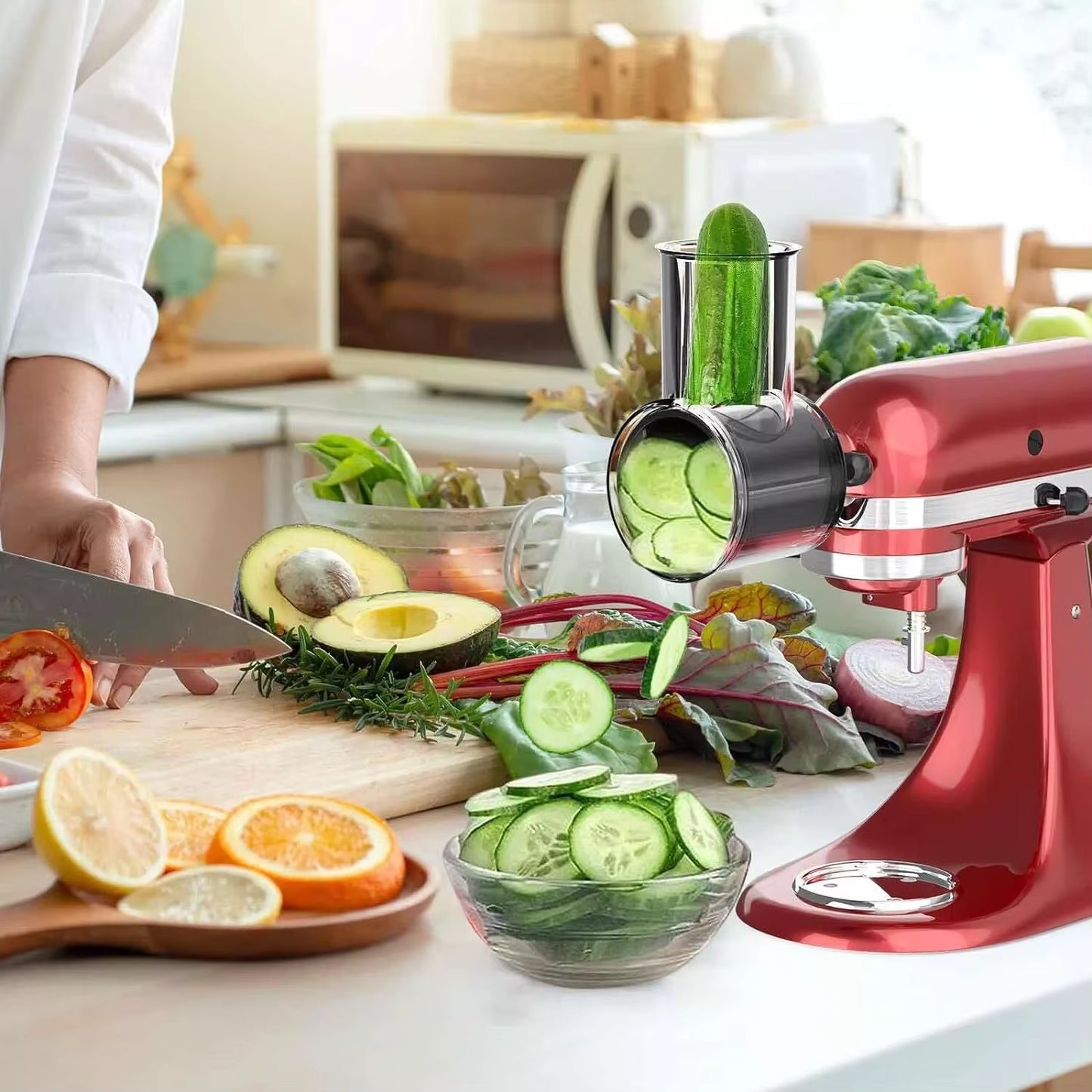 Food Grater Slicer Shredder Chopper Attachment Accessories for Kitchenaid Stand Mixer with 5 Blade