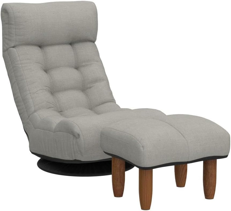 Chaise Lounge Sofa - 360-Degree Swivel Gaming Chair with Adjustable Positions, Foldable Recliner, Comfortable Backrest and Footrest for Home Office, Grey