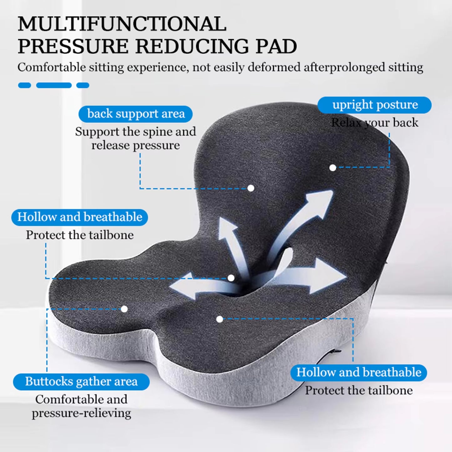 Ergonomic Memory Foam Seat Cushion for Office Chairs and Truck Drivers - Alleviates Back, Tailbone, and Sciatica Pain