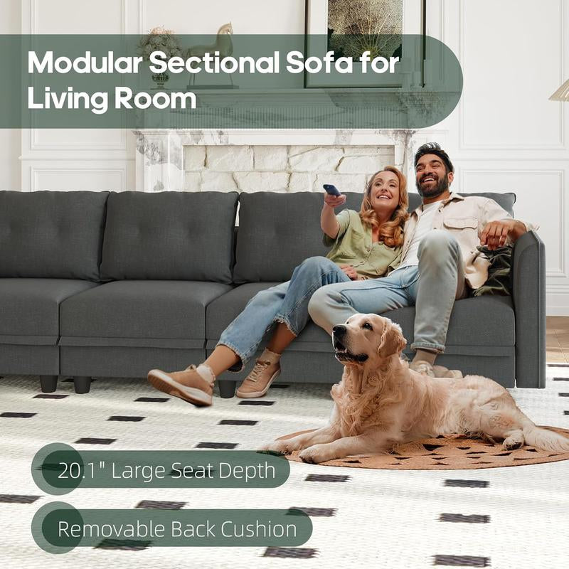 Llappuil 3 Piece Living Room Furniture Set, Modular Sectional Sofa Set with Storage, Velvet 6 Seat Convertible Sectional Sofa Couch for Living Room Dark Gray Lounge Modern