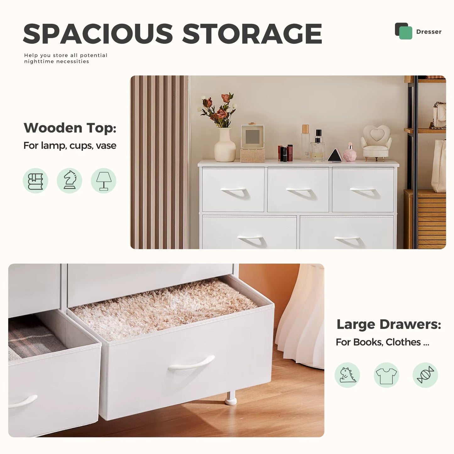Wardrobes for Bedroom with 5/7/10 White Lover Fabric Drawers Chest Wardrobe Closet for Storage Cabinet Bedroom of Furniture