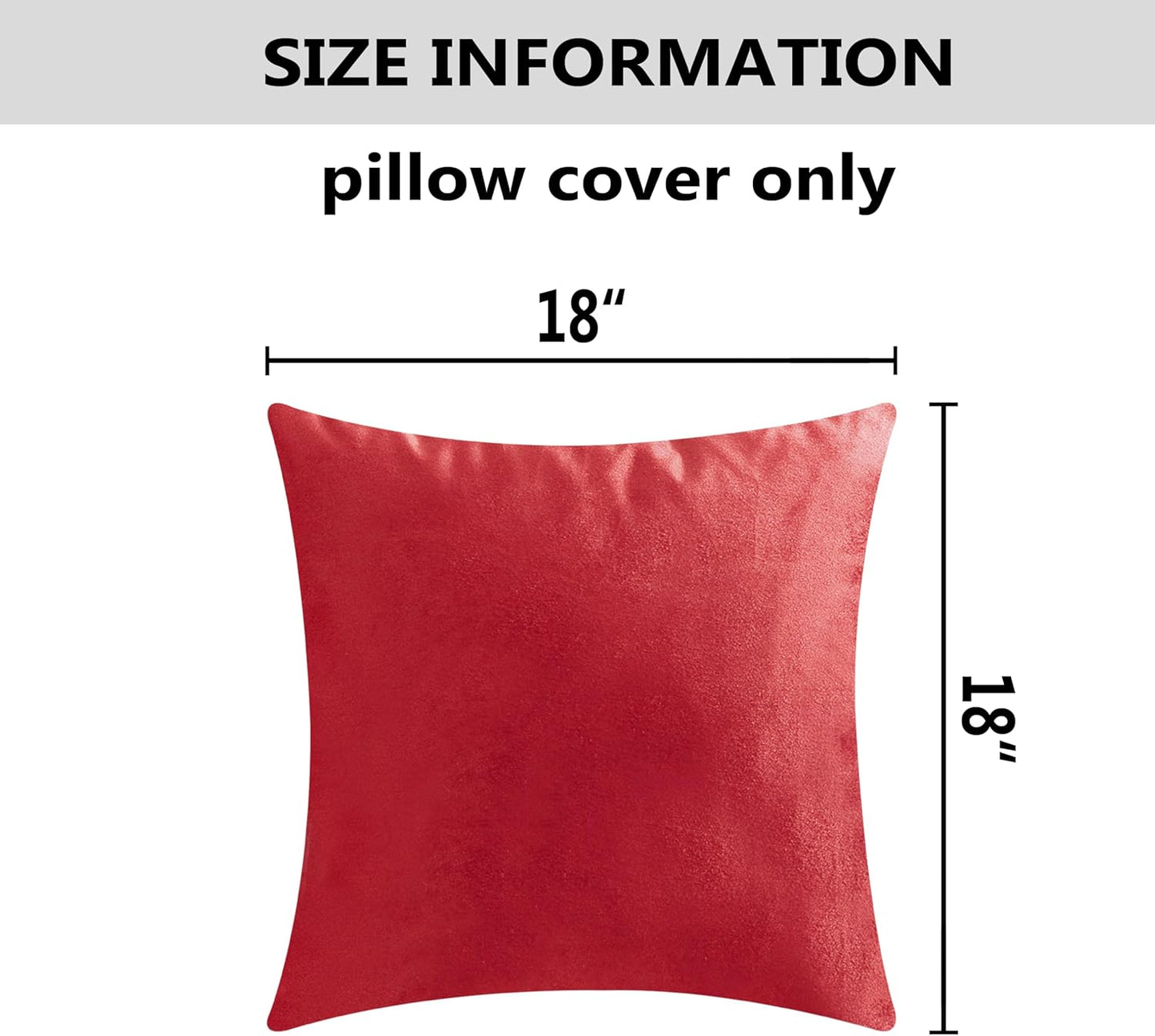 Set of 2 Modern Velvet Throw Pillow Covers in Ruby Red, 18x18 Inches, for Couch and Bedroom Décor, Ideal for Weddings and Holiday Celebrations