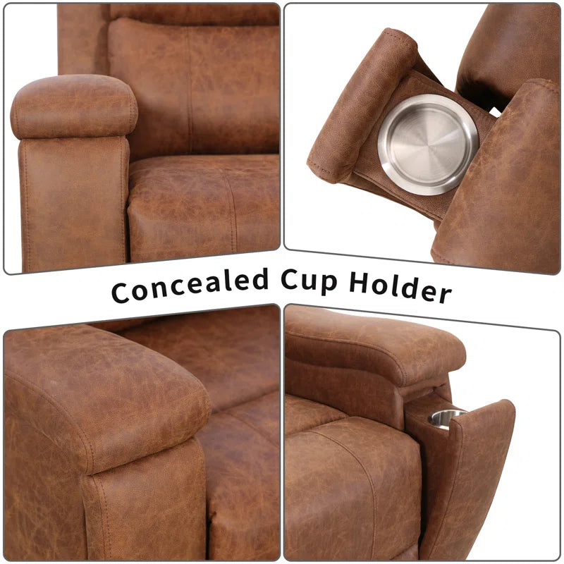 Ilkeston 3-Piece Vegan Leather Manual Reclining Living Room Set with Hidden Cupholder