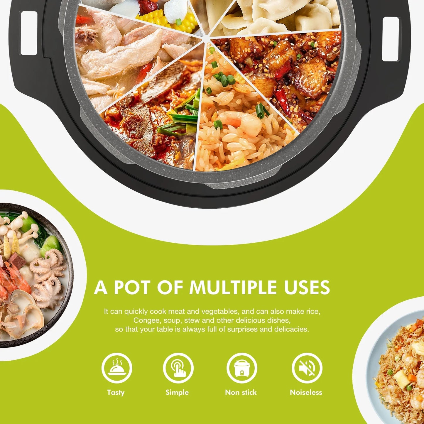 8 Quart Electric Pressure Cooker, Multi-Function Instant Multi Cooker, Stainless Steel