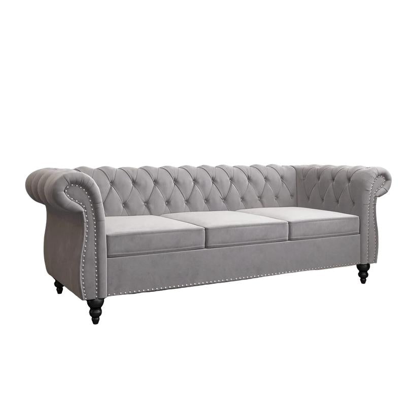Giratree Furniture 78" 3-Seater Velvet Sofa | Tufted Back Chesterfield Upholstered Couch | Ideal for Living Room, Apartment, Office, Reception, Lounge, Small Spaces