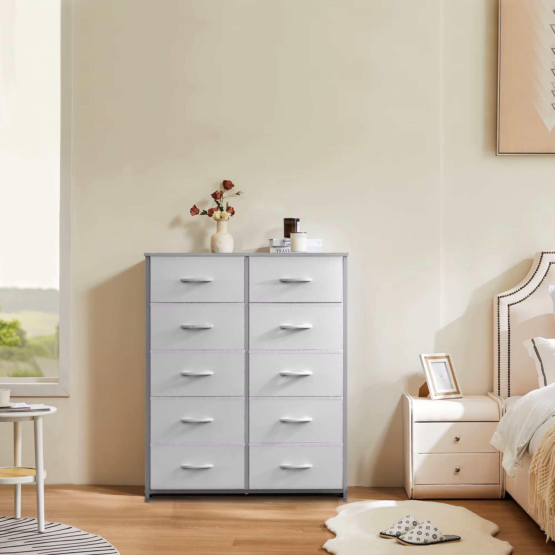 Wardrobes for Bedroom with 5/7/10 White Lover Fabric Drawers Chest Wardrobe Closet for Storage Cabinet Bedroom of Furniture