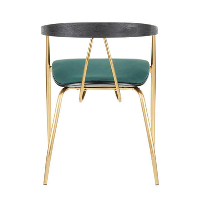 Vanessa Gold and Green Velvet Dining Chair with Black Wood Accent (Set of 2)