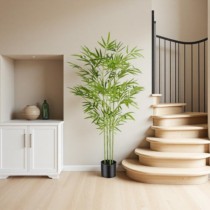 Tall Artificial Bamboo Plant 4/5/6 Ft, Maintenance-Free Indoor Green Decoration