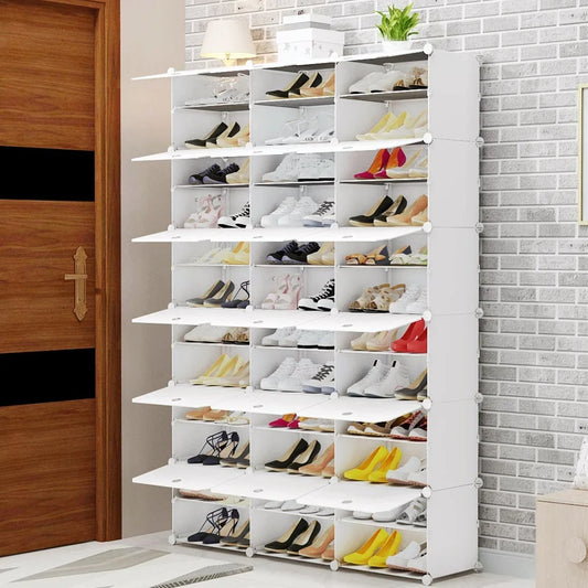 12 Tiers Shoe Rack Shelf 36 Cubes Shoe Storage Cabinet 72 Pairs Shoe Storage Organizer for Entryway Hallway Bedroom Living Room, White