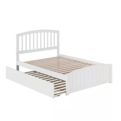 Richmond White Full Platform Bed with Matching Foot Board with Twin Size Urban Trundle Bed