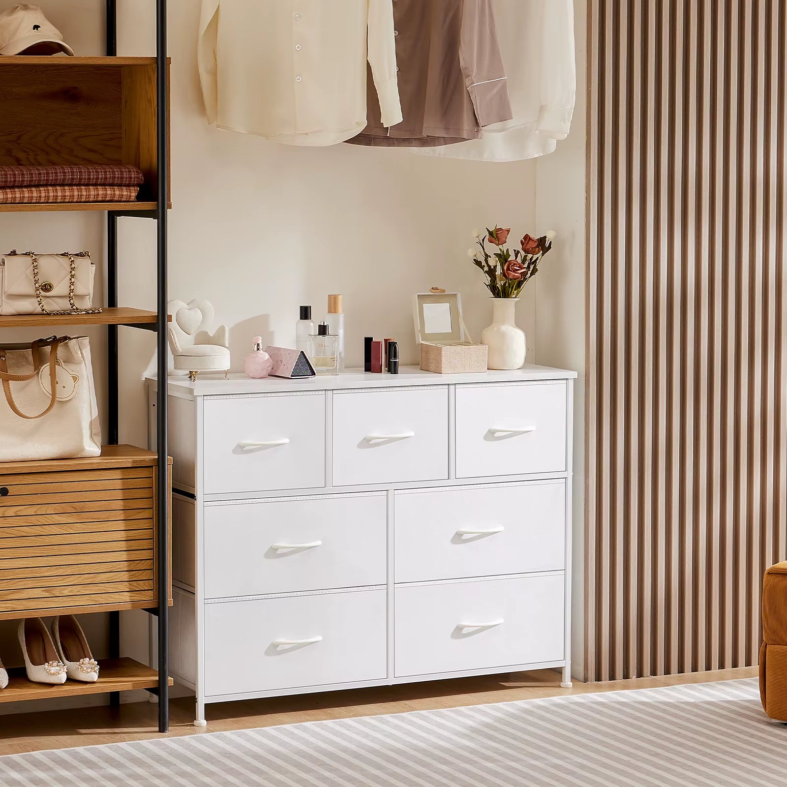 Wardrobes for Bedroom with 5/7/10 White Lover Fabric Drawers Chest Wardrobe Closet for Storage Cabinet Bedroom of Furniture