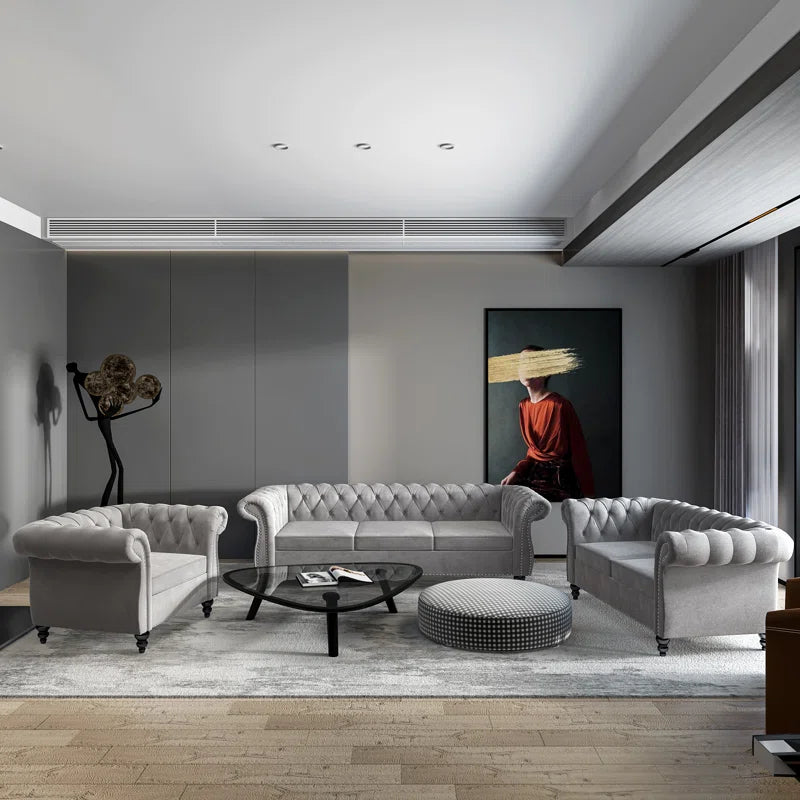 Elebash 3 - Piece Velvet Living Room Set