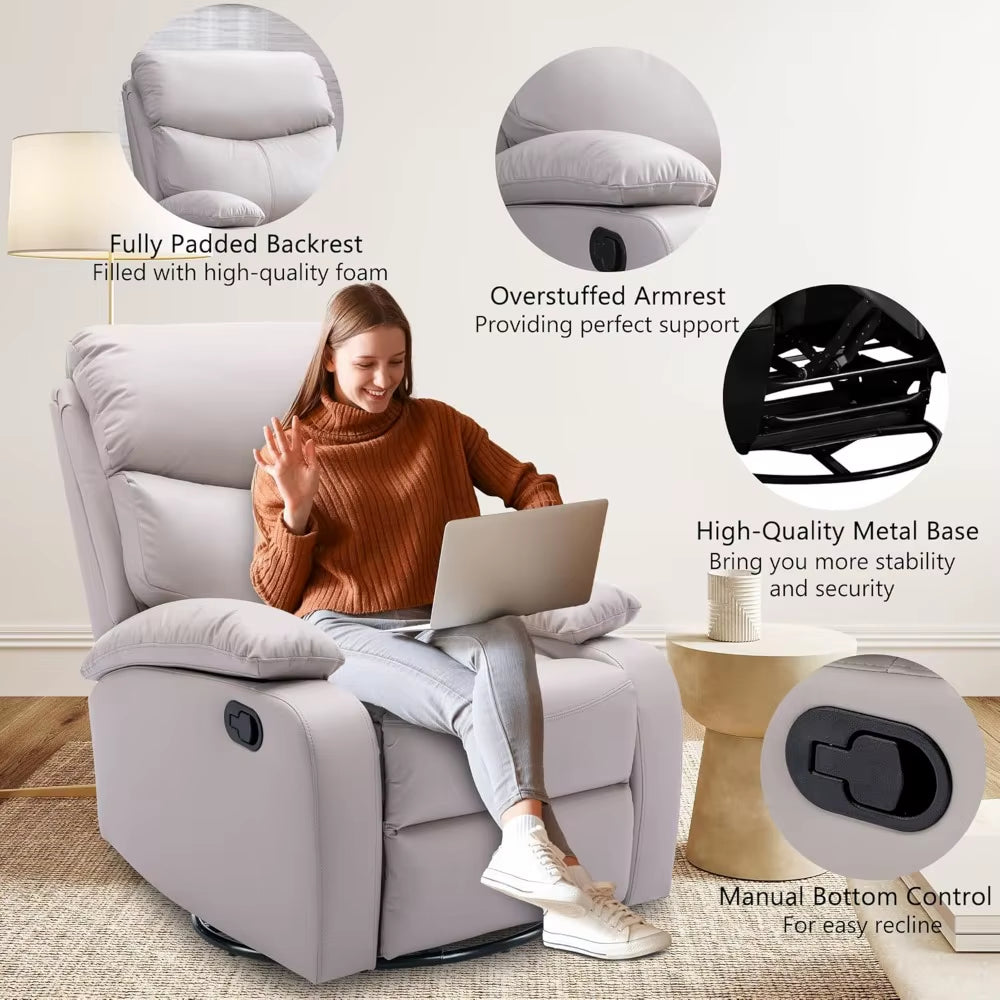 Comfortable Swivel Rocker Recliner Chair for Small Spaces - Perfect Manual Recliner for Relaxation