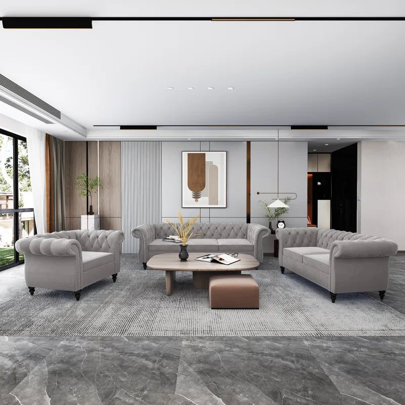 Elebash 3 - Piece Velvet Living Room Set