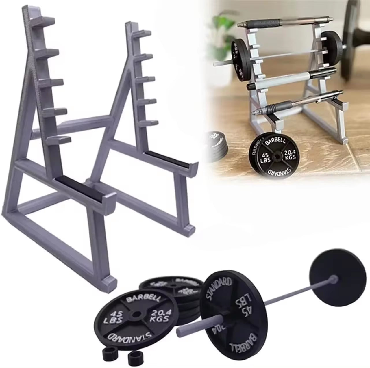 Pen Storage Squat Rack Decoration Desk Barbell Rack Pen Holder Display Rack Portable Gym Theme