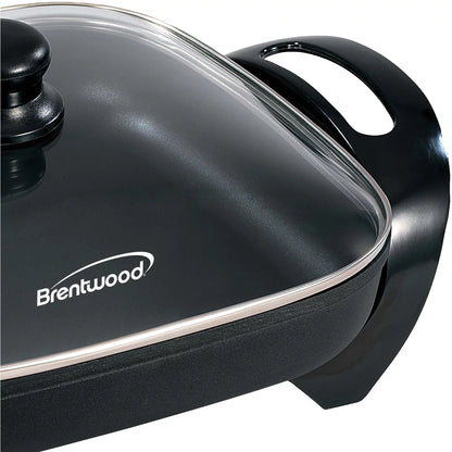 Nonstick Electric Skillet with Glass Lid, 12 Inch, 1300W Fast Heating Cooking Pan 