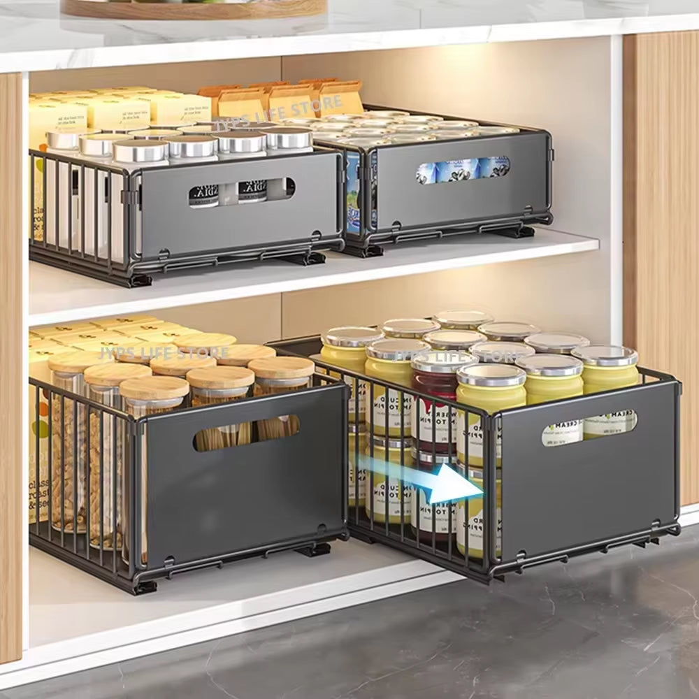 Maximize Your Space with Our Easy Installation Slide-Out Kitchen Storage Rack for Spice and Seasoning Organization