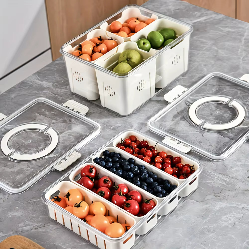 Snack Tray with Handle, Portable Snackle Box Container Veggie Serving Tray, for Travel Party Refrigerator Organize Box