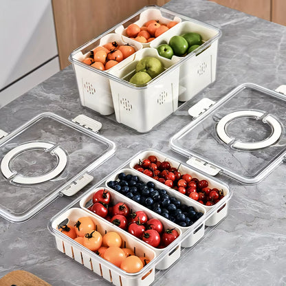 Snack Tray with Handle, Portable Snackle Box Container Veggie Serving Tray, for Travel Party Refrigerator Organize Box
