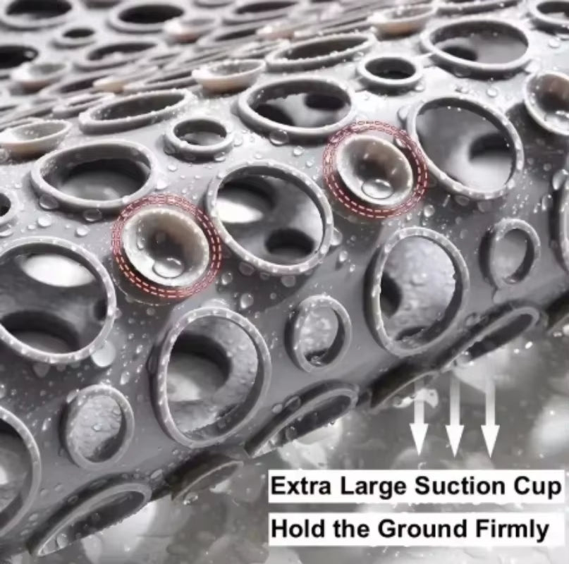 Square Non-Slip Bathroom Mat with Suction Cup and round Hole Design Shower Anti-Fall Household Shower Massage Quick Drainage Mat