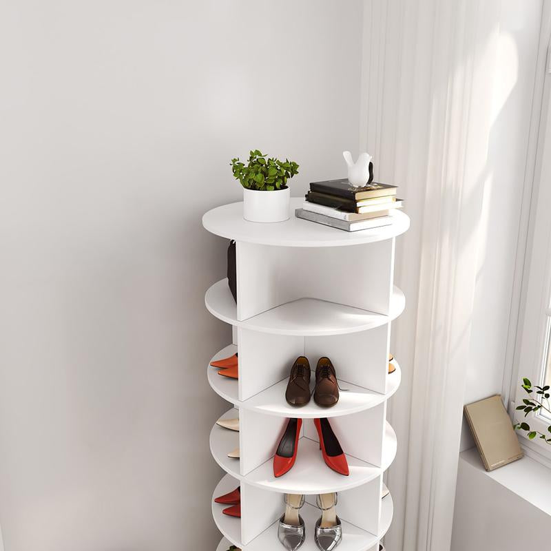 6 Tiers Revolving Free Standing Shoe Storage Organizer,360° Wood Rotating Shoe Rack,Storage Rack Cabinet Tower for Entryway Living Room Hallway,Bedroom/Living Room Furniture,Indoor Furniture