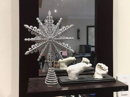 Silver Glittered Filigree Christmas Star Tree Topper - 8 Inch Holiday Home Décor Ornament