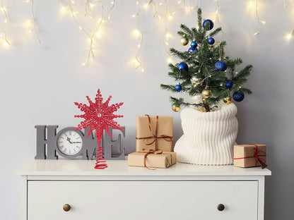 Red Glittered Filigree Christmas Star Tree Topper – 8 Inch Home Decor Ornament