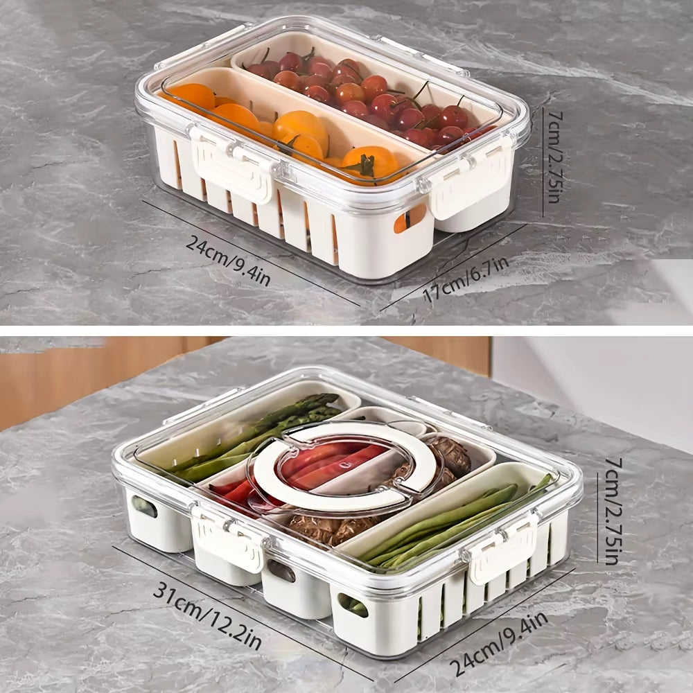 Snack Tray with Handle, Portable Snackle Box Container Veggie Serving Tray, for Travel Party Refrigerator Organize Box
