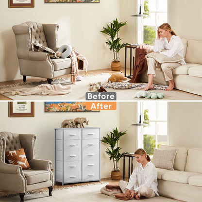 Wardrobes for Bedroom with 5/7/10 White Lover Fabric Drawers Chest Wardrobe Closet for Storage Cabinet Bedroom of Furniture
