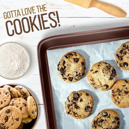 20-Piece Nonstick Cookware & Bakeware Set, PFOA/PTFE/PFOS-Free, Heat-Resistant Silicone Handles, Brown