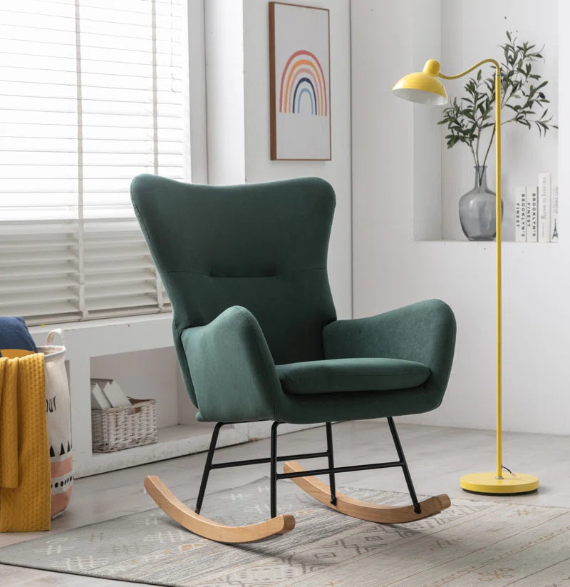 Meno 26''Wide Modern Stylish Upholstered Arms Nursery Rocking Accent Chair