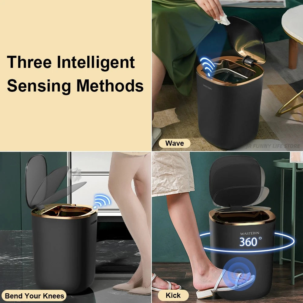 Bathroom Smart Sensor Trash Can 12L Luxury Garbage Bucket Automatic Trash Bin for Kitchen Toilet Wastebasket Smart Home