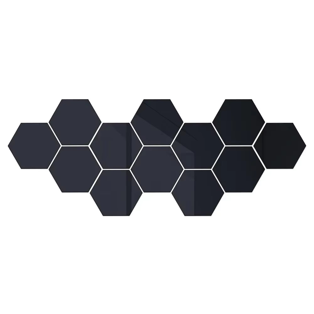 12Pcs Hexagonal Acrylic Mirror Wall Sticker Self Adhesive Mosaic Tile Decals Removable Wall Sticker DIY Home Decoration